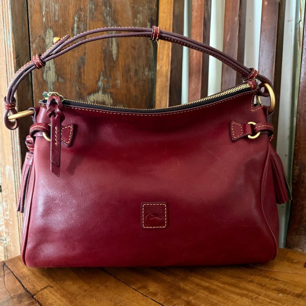 Dooney & Bourke Florentine Leather Zip Hobo Bordeaux  Medium Shoulder Bag